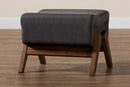 Vino Dark Gray Fabric and Walnut Brown Ottoman Baxton