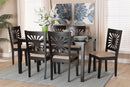 Silas Modern Beige Fabric and Espresso Brown 7-Piece Dining Set Baxton