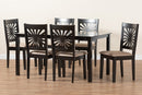 Silas Modern Beige Fabric and Espresso Brown 7-Piece Dining Set Baxton