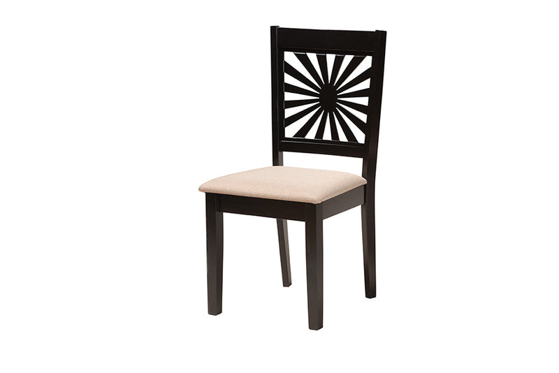 Silas Modern Beige Fabric and Espresso Brown 6-Piece Dining Set Baxton
