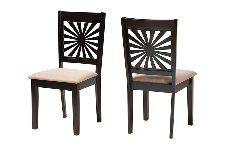 Silas Modern Beige Fabric and Espresso Brown Finished Wood Dining Chair