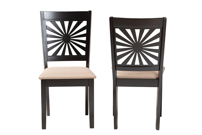 Silas Modern Beige Fabric and Espresso Brown Finished Wood Dining Chair