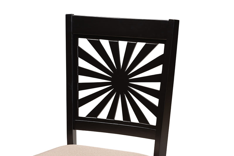 Silas Modern Beige Fabric and Espresso Brown Finished Wood Dining Chair