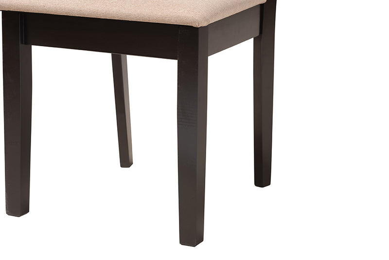 Silas Modern Beige Fabric and Espresso Brown Finished Wood Dining Chair