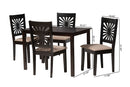Silas Modern Beige Fabric and Espresso Brown 5-Piece Dining Set Baxton