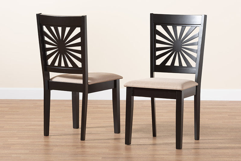 Silas Modern Beige Fabric and Espresso Brown Dining Chair Baxton
