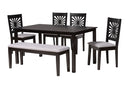 Silas Modern Gray Fabric and Espresso Brown 6-Piece Dining Set Baxton