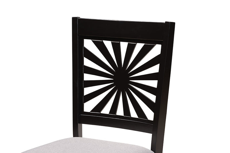 Silas Modern Gray Fabric and Espresso Brown 6-Piece Dining Set Baxton