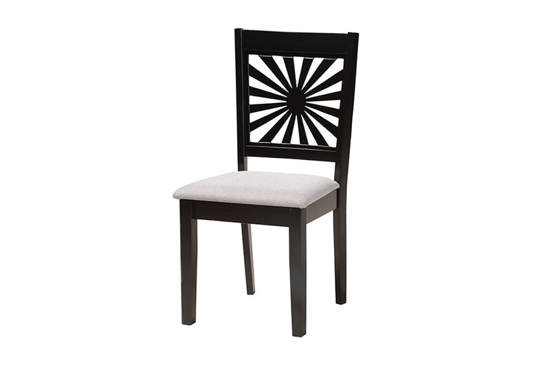 Silas Modern Gray Fabric and Espresso Brown 5-Piece Dining Set Baxton