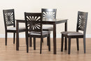 Silas Modern Gray Fabric and Espresso Brown 5-Piece Dining Set Baxton