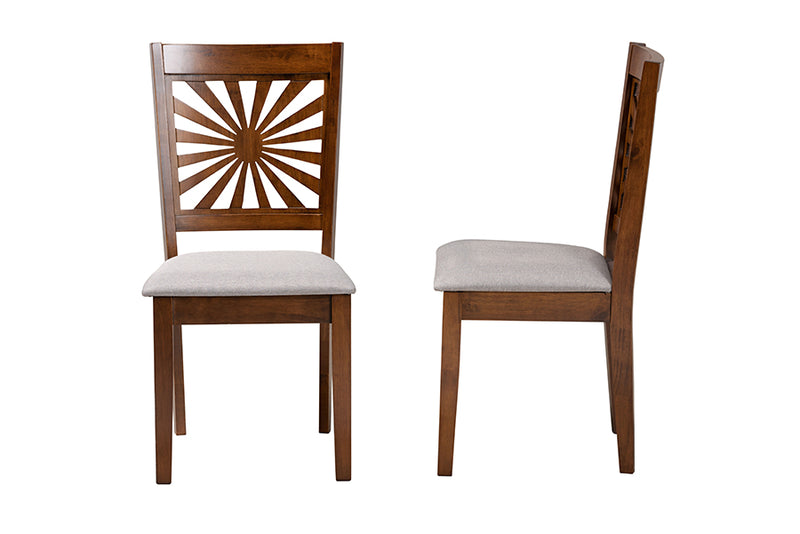 Silas Modern Gray Fabric and Walnut Brown Finished Wood Dining Chair