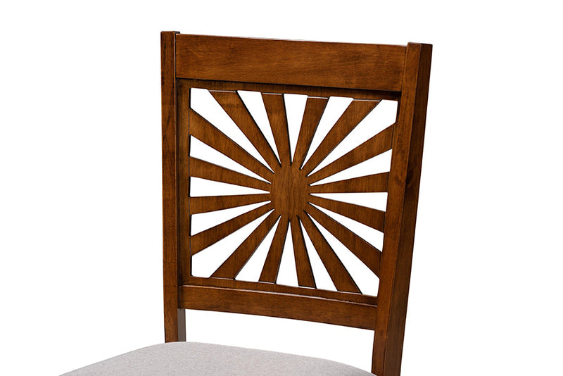 Silas Modern Gray Fabric and Walnut Brown Dining Chair Baxton