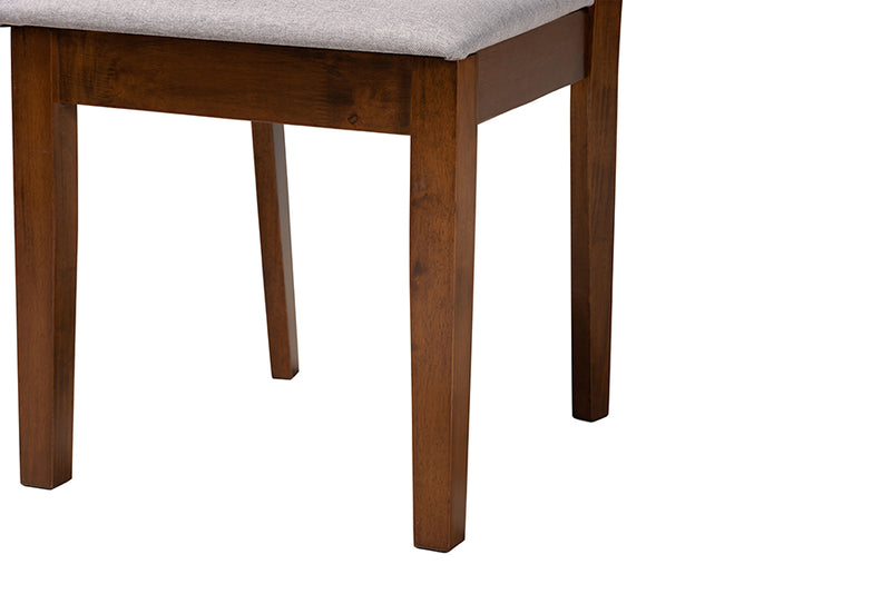 Silas Modern Gray Fabric and Walnut Brown Finished Wood Dining Chair