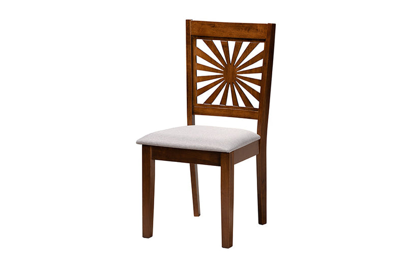 Silas Modern Gray Fabric and Walnut Brown 5-Piece Dining Set Baxton