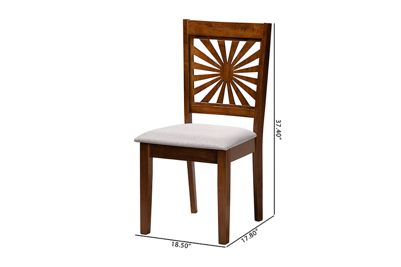 Silas Modern Gray Fabric and Walnut Brown Finished Wood Dining Chair