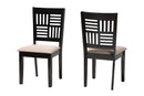 Marin Modern Beige Fabric and Dark Brown 2Pc Dining Chair Set Baxton
