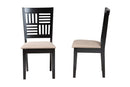 Marin Modern Beige Fabric and Dark Brown 2Pc Dining Chair Set Baxton