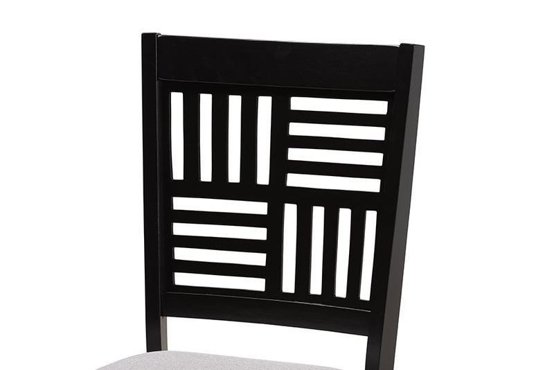 Marin Modern Gray Fabric and Dark Brown 7-Piece Dining Set Baxton