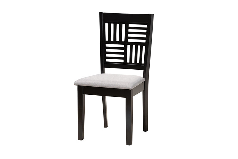 Marin Modern Gray Fabric and Dark Brown 6-Piece Dining Set Baxton