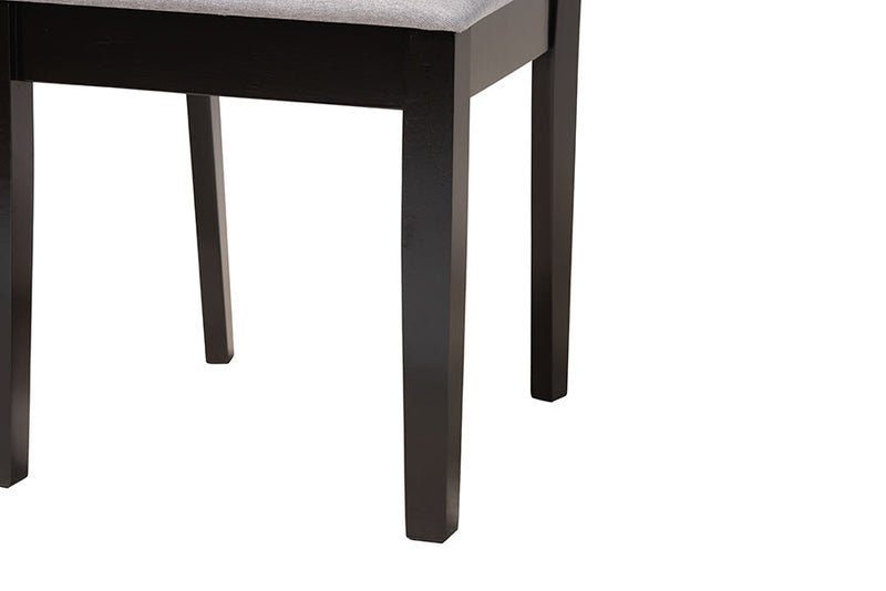 Marin Modern Gray Fabric and Dark Brown 2Pc Dining Chair Set Baxton