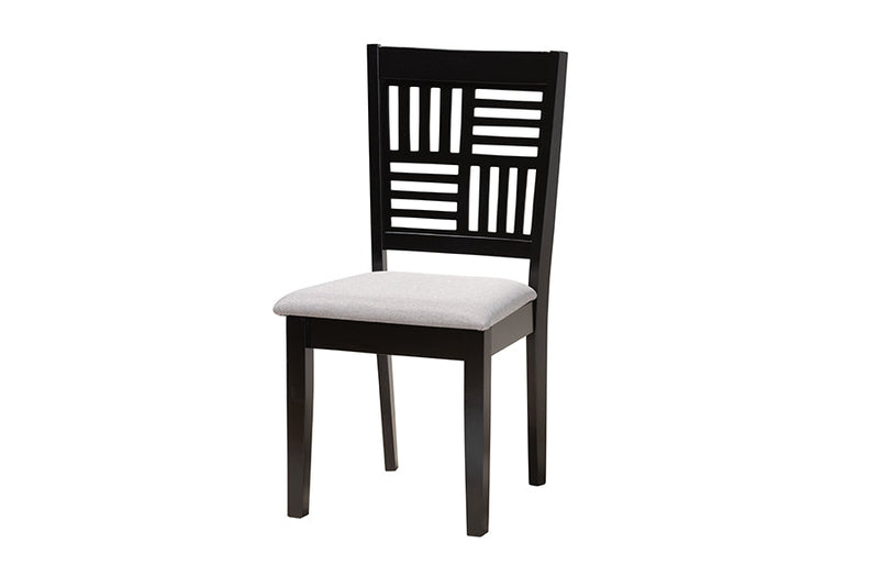 Marin Modern Gray Fabric and Dark Brown 5-Piece Dining Set Baxton