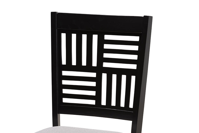 Marin Modern Gray Fabric and Dark Brown 5-Piece Dining Set Baxton