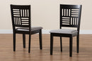Marin Modern Gray Fabric and Dark Brown 2Pc Dining Chair Set Baxton