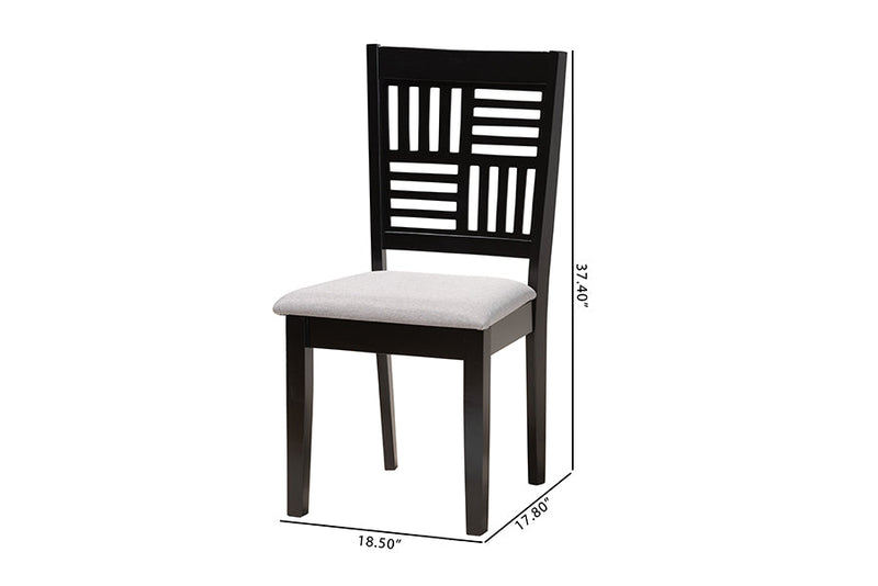 Marin Modern Gray Fabric and Dark Brown 2Pc Dining Chair Set Baxton