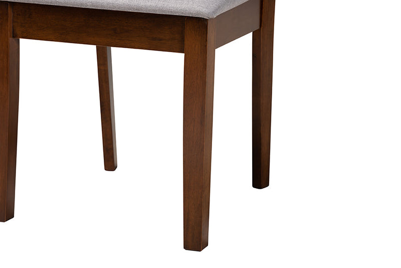 Marin Modern Gray Fabric and Walnut Brown 6-Piece Dining Set Baxton