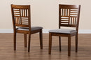 Marin Modern Gray Fabric and Walnut Brown 2Pc Dining Chair Set Baxton