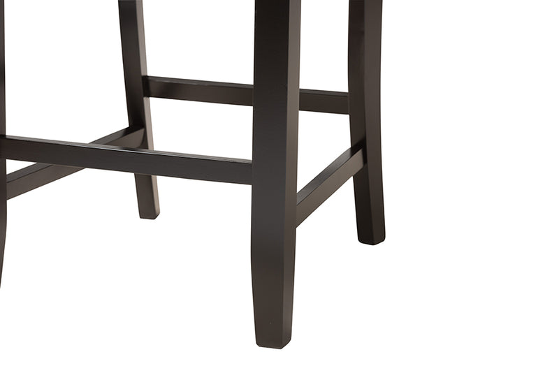 Kiara Modern Beige Fabric and Espresso Brown Finished Wood Counter Stool