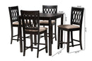 Kiara Modern Beige Fabric and Espresso Brown 5-Piece Pub Set Baxton