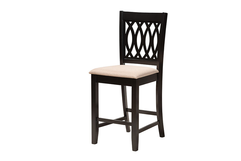 Kiara Modern Beige Fabric and Espresso Brown 5-Piece Pub Set Baxton