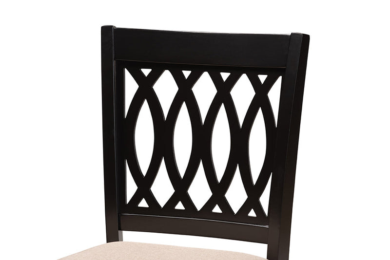 Kiara Modern Beige Fabric and Espresso Brown 5-Piece Pub Set Baxton
