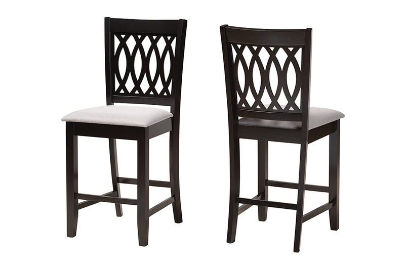 Kiara Modern Gray Fabric and Espresso Brown Counter Stool Baxton