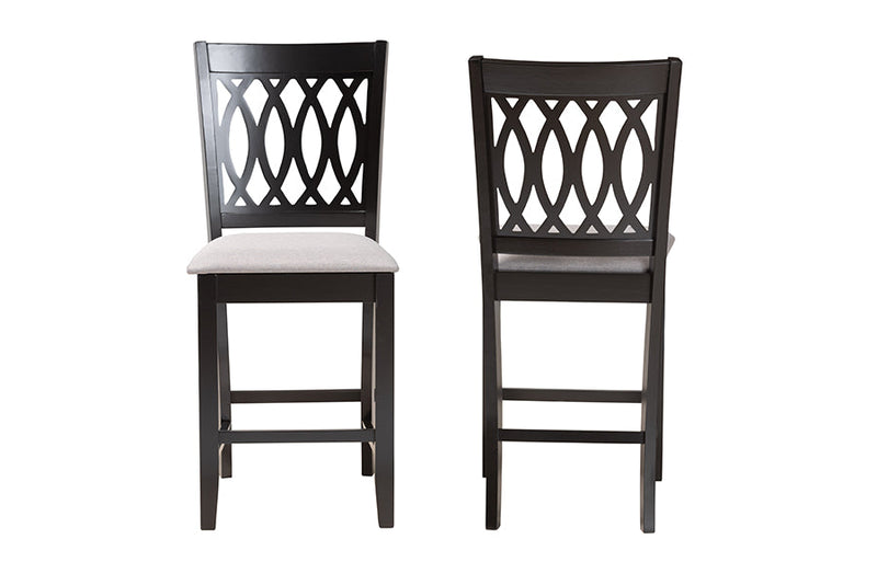 Kiara Modern Gray Fabric and Espresso Brown Counter Stool Baxton