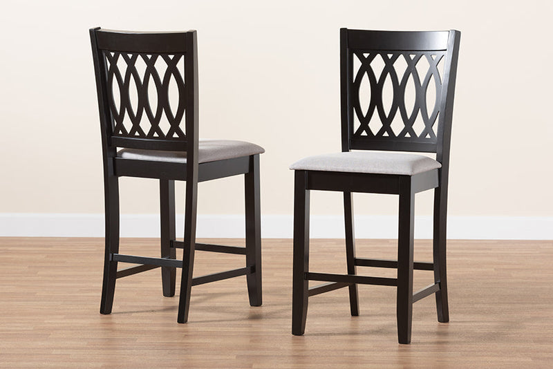 Kiara Modern Gray Fabric and Espresso Brown Counter Stool Baxton