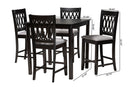Kiara Modern Gray Fabric and Espresso Brown 5-Piece Pub Set Baxton