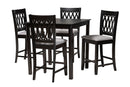 Kiara Modern Gray Fabric and Espresso Brown 5-Piece Pub Set Baxton