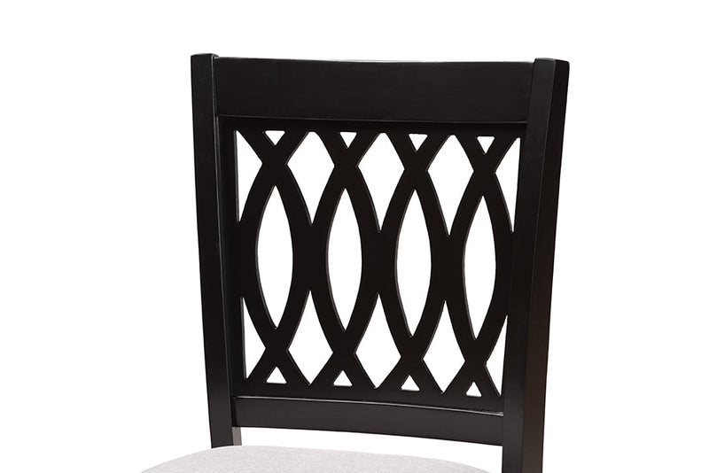 Kiara Modern Gray Fabric and Espresso Brown 5-Piece Pub Set Baxton