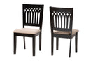 Oteria Modern Beige Fabric and Dark Brown 2Pc Dining Chair Set Baxton