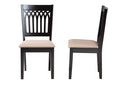 Oteria Modern Beige Fabric and Dark Brown 2Pc Dining Chair Set Baxton