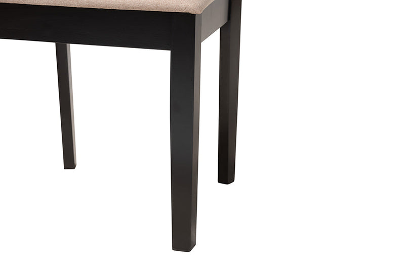 Oteria Modern Beige Fabric and Dark Brown 5-Piece Dining Set Baxton