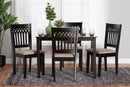 Oteria Modern Beige Fabric and Dark Brown 5-Piece Dining Set Baxton