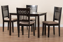 Oteria Modern Beige Fabric and Dark Brown 5-Piece Dining Set Baxton