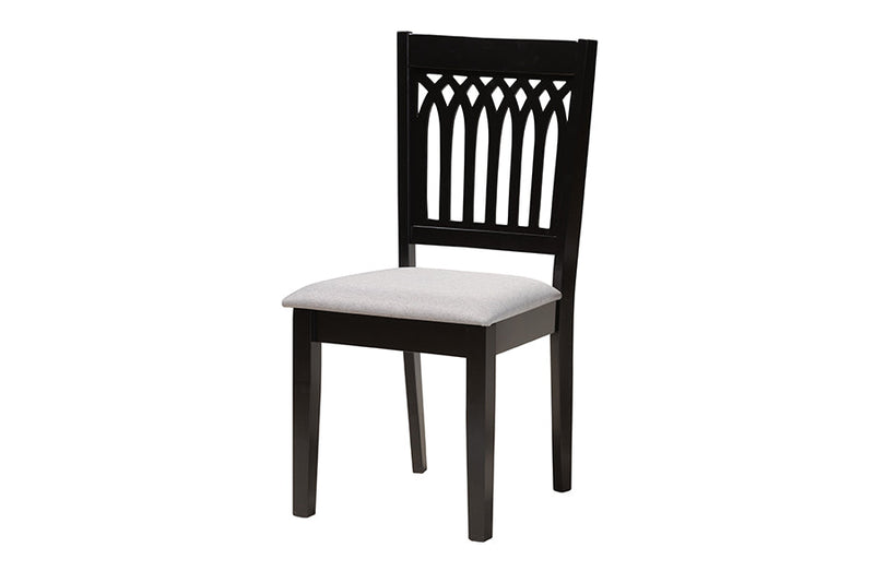 Oteria Modern Gray Fabric and Dark Brown 6-Piece Dining Set Baxton