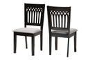 Oteria Modern Gray Fabric and Dark Brown 2Pc Dining Chair Set Baxton