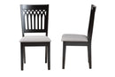 Oteria Modern Gray Fabric and Dark Brown 2Pc Dining Chair Set Baxton