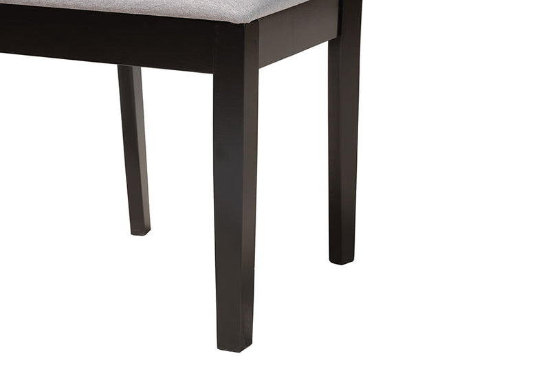 Oteria Modern Gray Fabric and Dark Brown 2Pc Dining Chair Set Baxton