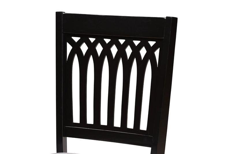 Oteria Modern Gray Fabric and Dark Brown 5-Piece Dining Set Baxton